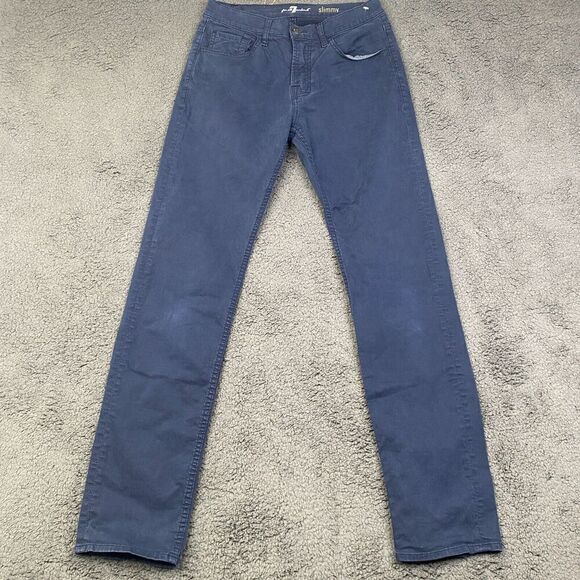 7 For All Mankind Pants Mens 30 (28x31) Blue Slimmy Chino Casual Preppy Stretch - Picture 1 of 12